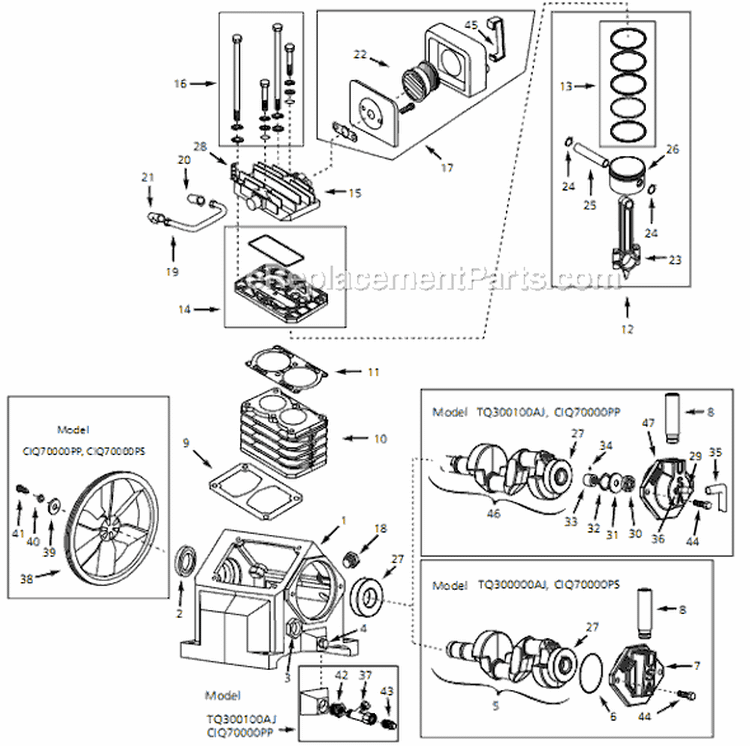 Page B Diagram and Parts List for CIQ71083V 1999 Campbell Hausfeld Compressor